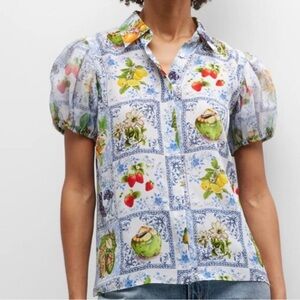 Alice + Olivia Kids Fruit and Floral Button Down Shirt